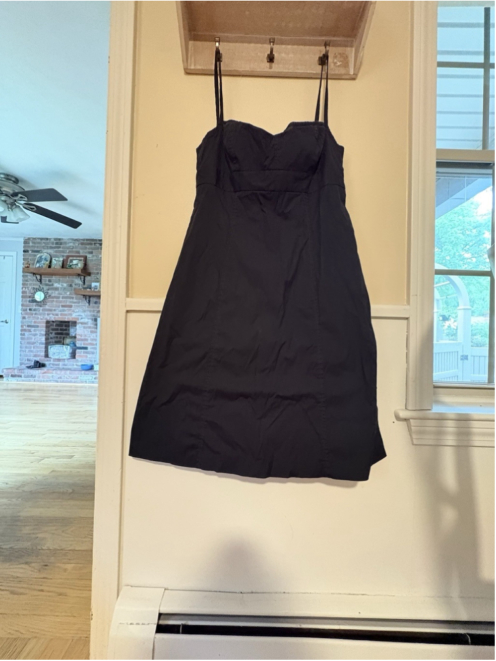 Vintage J.Crew Black Spaghetti Strap Sundress Womens 8 A-Line Midi Dress - Picture 3 of 8